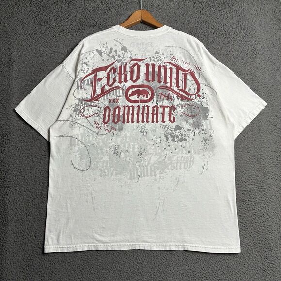 Y2K Eckō Unltd T-Shirt Mens 2XL White Double Sided Grunge Mma Cyber - Picture 4 of 13